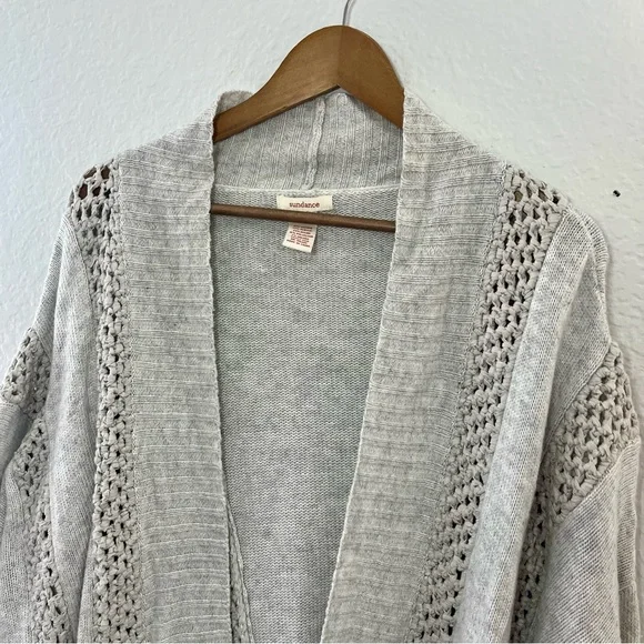 Sundance Light Grey Open Front Knit Cardigan Size XL - Picture 8 of 16